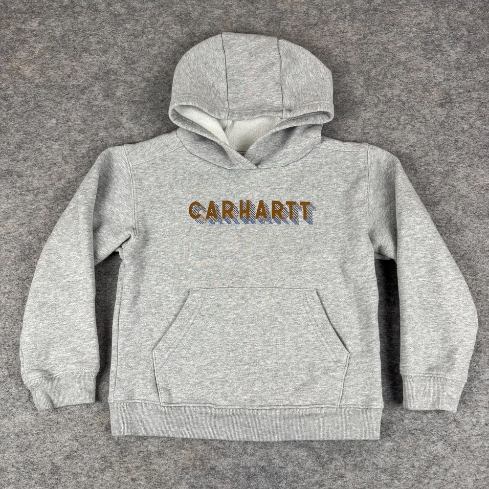 Carhartt Fleece Hoodie Pullover Pockets Gray Boys 6